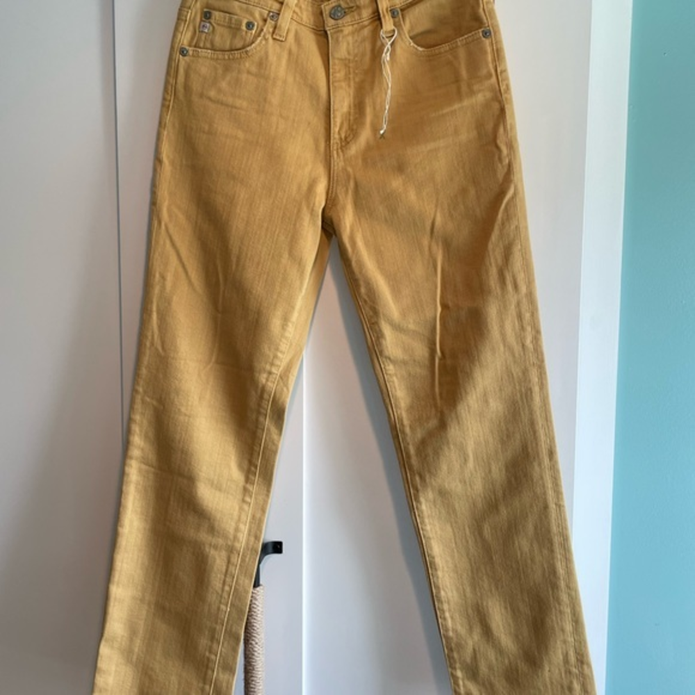 NWT - AG Adriano Goldschmied Isabelle High Waist Crop Straight Leg Mustard Sz 27